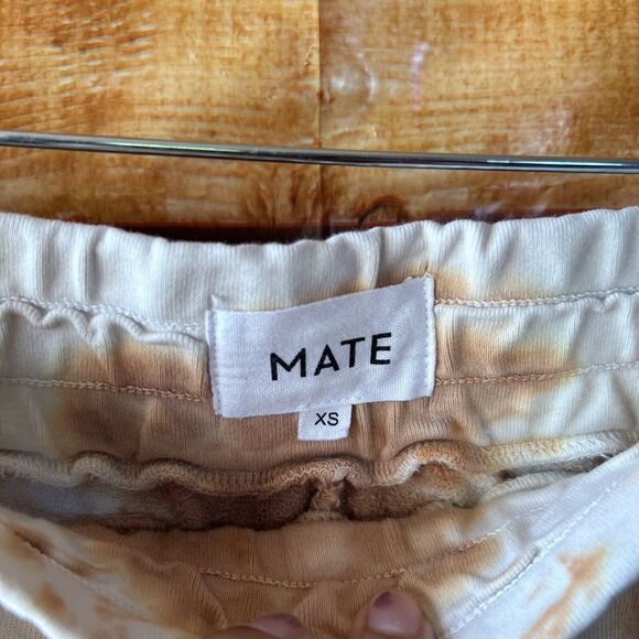 MATE The Label XS Organic Terry Lounge Shorts Brown Ivory White - Picture 2 of 6